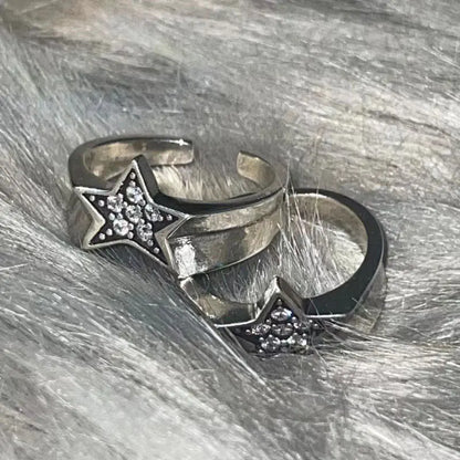 Shiny Rhinestone Pentagram Star Ring