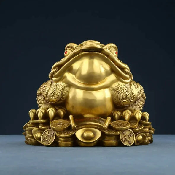 Brass Treasure Toad Ornament for Home and Office Decor