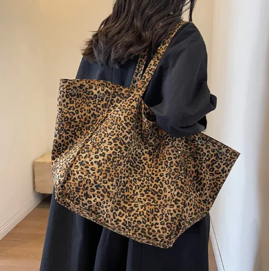 Leopard Print Canvas Tote Bag