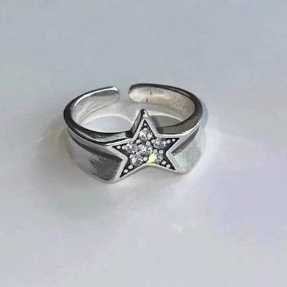 Shiny Rhinestone Pentagram Star Ring